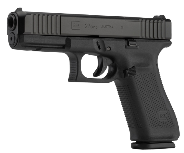 Picture of Glock G22 Gen5 Mos 40 S&W 4.49" Glock Marksman Barrel 10+1, Black Frame & Mos Ndlc Slide, Modular Backstrap, Ambidextrous Slide Stop, Safe Action Trigger, Optics Ready 