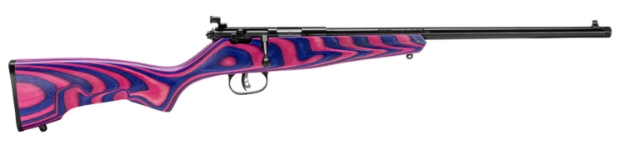 Picture of Savage Arms Rascal 22 Lr Caliber With 1Rd Capacity, 16.12" Barrel, Matte Blued Metal Finish & Boyd's Minimalist Pink/Purple Hybrid Laminate Stock Right Hand (Youth) 