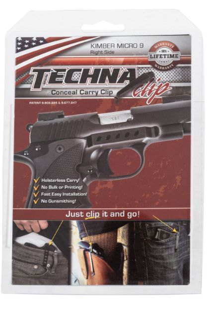 Picture of Techna Clip Conceal Carry Gun Belt Clip Fits Kimber Micro9 Black Carbon Fiber Belt Mount 