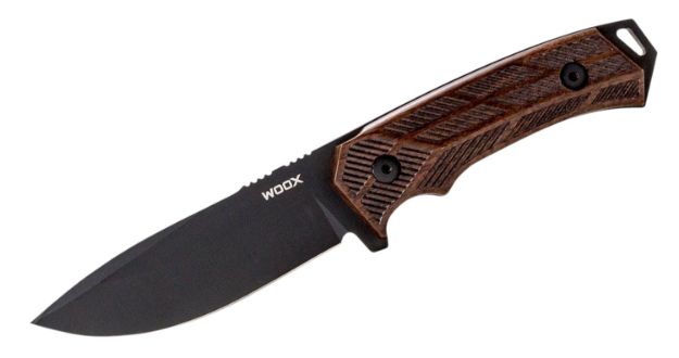 Picture of Woox Bu.Knf001.02 Rock 62 4.25" Fixed Plain Black Mil-Spec Sleipner Steel Blade Checkered Walnut Handle 