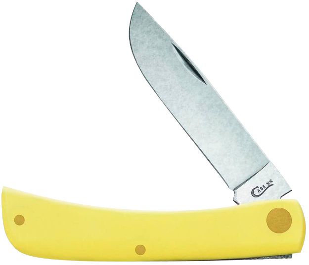 Picture of Case Sod Buster Jr. 2.80" Folding Skinner Plain Tumble Polish Chrome Vanadium Steel Blade/Yellow Synthetic Handle 