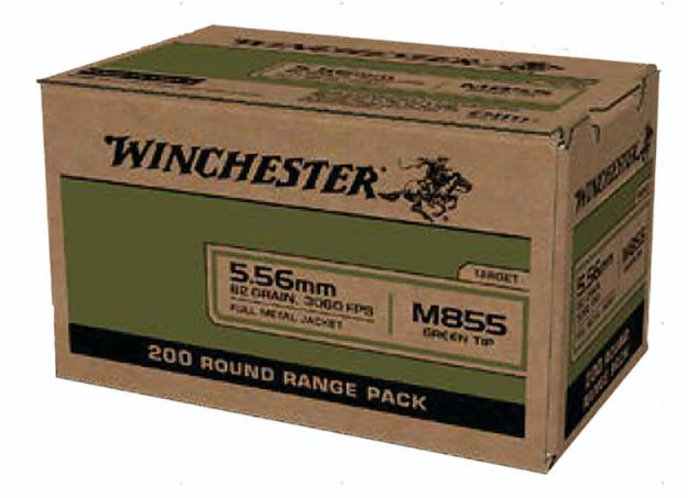 Picture of Winchester Ammo Usa M855 Green Tip 5.56X45mm Nato 62 Gr 3060 Fps Full Metal Jacket (Fmj) 200 Bx/4 Cs 