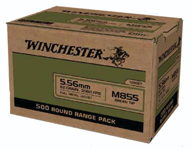 Picture of Winchester Ammo Usa M855 Green Tip 5.56X45mm Nato 62 Gr 3060 Fps Full Metal Jacket (Fmj) 500 Bx/2 Cs 