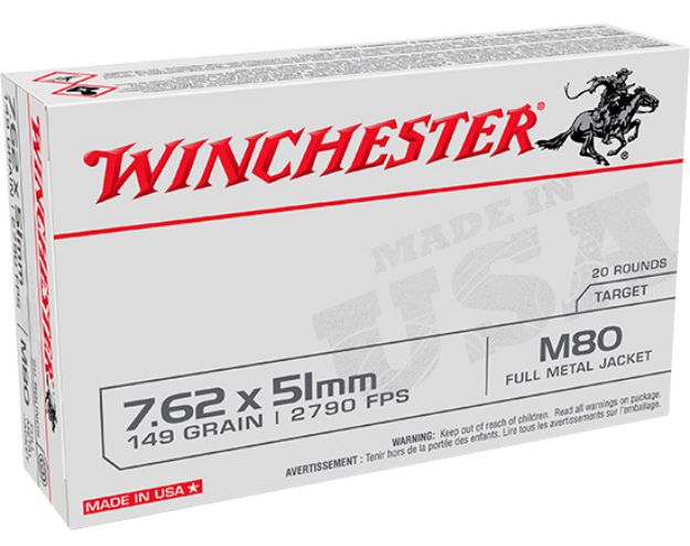 Picture of Winchester Ammo Usa M80 Lake City 7.62X51mm Nato 149 Gr Full Metal Jacket (Fmj) 20 Per Box/25 Cs 