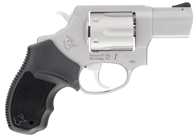 Picture of Taurus 2-85629 856 *Ca Compliant 38 Special +P Caliber With 2" Barrel, 6Rd Capacity Cylinder, Overall Matte Finish Stainless Steel & Finger Grooved Black Rubber Grip 