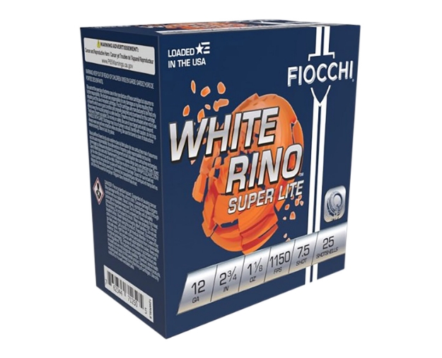 Picture of Fiocchi Exacta Target White Rino Super Light 12 Gauge 2.75" 1 1/8 Oz 1150 Fps 7.5 Shot 25 Bx/10 Cs 