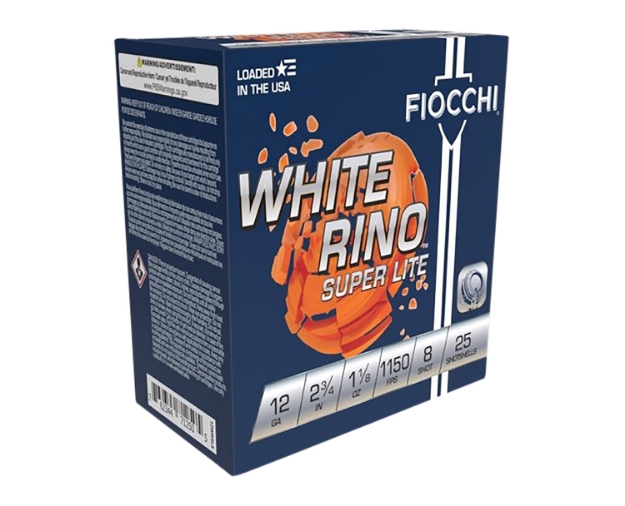 Picture of Fiocchi Exacta Target White Rino Super Light 12 Gauge 2.75" 1 1/8 Oz 1150 Fps 8 Shot 25 Bx/10 Cs 