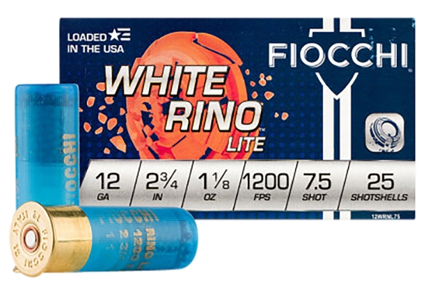 Picture of Fiocchi Exacta Target White Rino Lite 12 Gauge 2.75" 1 1/8 Oz 7.5 Shot 25 Bx/10 Cs 