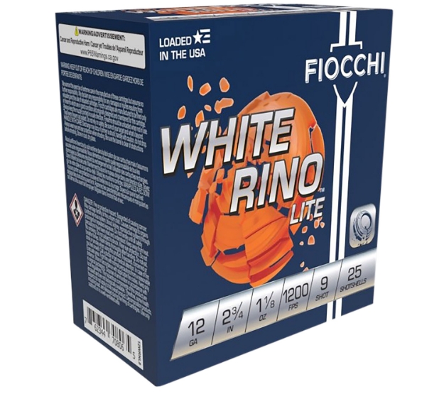 Picture of Fiocchi Exacta Target White Rino Lite 12 Gauge 2.75" 1 1/8 Oz 1200 Fps 9 Shot 25 Bx/10 Cs 