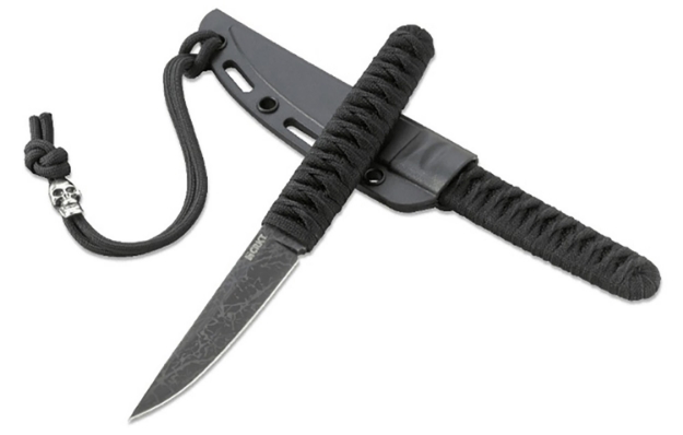 Picture of Crkt Obake 3.64" Fixed Plain Acid Etched Gray Ticn 8Cr14mov Ss Blade/ Black Nylon Cord Wrapped Stainless Steel Handle Includes Sheath 