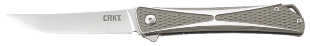 Picture of Crkt Crossbones 3.54" Folding Plain Satin Aus-8A Ss Blade/Gray/Silver Aluminum Handle Includes Pocket Clip 