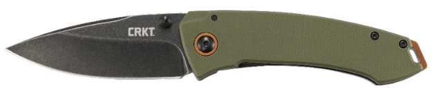 Picture of Crkt Tuna 3.22" Folding Plain Stonewashed 8Cr14mov Ss Blade Black/Green G10/Ss Handle Includes Pocket Clip 