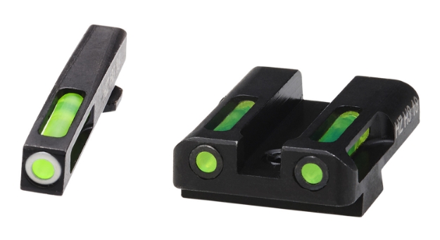 Picture of Hiviz Litewave H3 Tritium/Litepipe Glock 45 Acp/10Mm Sight Set Black | Green Tritium With White Outline Front Sight Green Fiber Optic Rear Sight 