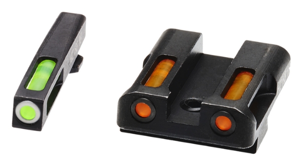 Picture of Hiviz Litewave H3 Tritium/Litepipe Glock 45 Acp/10Mm Sight Set Black | Green Tritium With White Outline Front Sight Orange Fiber Optic Rear Sight 