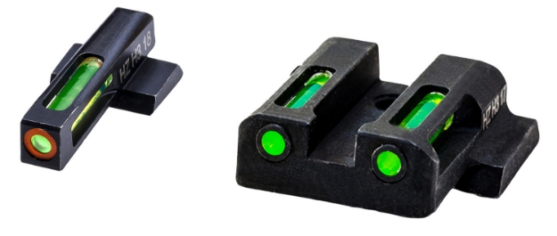 Picture of Hiviz Litewave H3 Tritium/Litepipe S&W M&P Shield Sight Set Black | Green Tritium With Orange Outline Front Sight Green Fiber Optic Rear Sight 