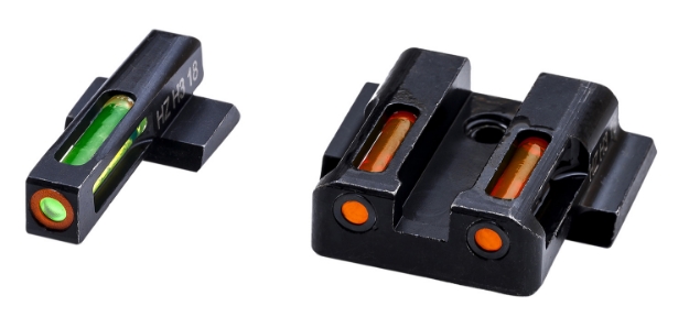 Picture of Hiviz Litewave H3 Tritium/Litepipe S&W M&P Shield Sight Set Black | Green Tritium With Orange Outline Front Sight Orange Fiber Optic Rear Sight 