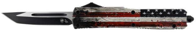 Picture of Templar Knife Wood Us Flag Gen Ii Slim 3.50" Otf Tanto Plain Black 440C Ss Blade Painted Wood Grain Us Flag Zinc Aluminum Alloy Handle Features Glass Breaker/Pocket Clip 