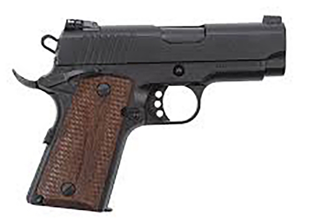 Picture of Eaa Girsan Mc1911sc Officer Compact 9Mm Luger 9+1 3.40" Black Steel Barrel, Blued Optic Ready/Serrated Slide, Black Aluminum Frame W/Beavertail Checkered Laminate Grips Ambidextrous 