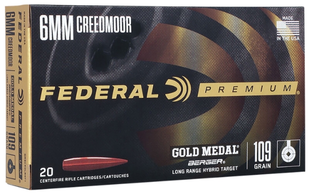 Picture of Federal Premium Gold Medal 6Mm Creedmoor 109 Gr Berger Long Range Hybrid Target 20 Per Box/ 10 Cs 