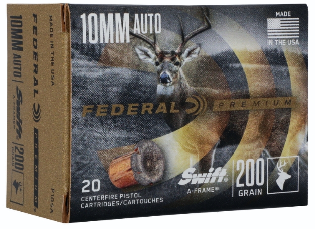 Picture of Federal Premium Hunting 10Mm Auto 200 Gr Swift A-Frame (Swfr) 20 Per Box/10 Cs 