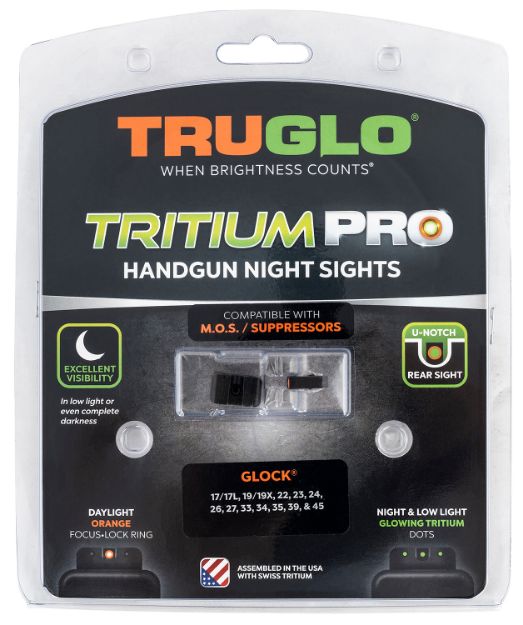 Picture of Truglo Tritium Pro Black | Green Tritium Orange Outline Front Sight Green Tritium Rear Sight 