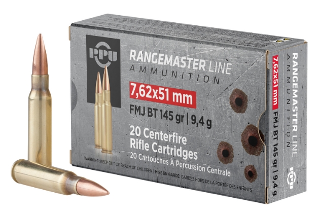 Picture of Ppu Rangemaster Rifle 7.62X51mm Nato 145 Gr Full Metal Jacket Boat-Tail (Fmjbt) 20 Per Box/ 25 Cs 