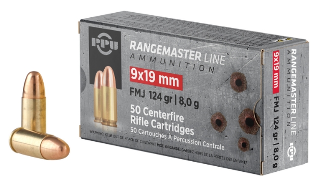 Picture of Ppu Rangemaster Target 9Mm Luger 124 Gr Full Metal Jacket (Fmj) 50 Per Box/ 20 Cs 