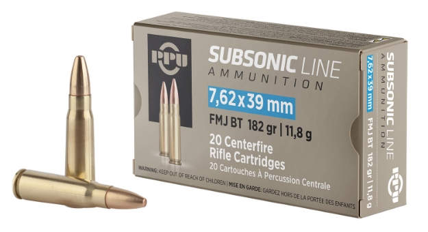 Picture of Ppu Subsonic Rifle 7.62X39mm 182 Gr Full Metal Jacket Boat-Tail (Fmjbt) 20 Per Box/ 25 Cs 