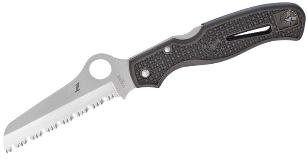 Picture of Spyderco Atlantic Salt 3.69" Folding Sheepsfoot Serrated H1 Steel Blade Black Molded Frn Handle Includes Pocket Clip 