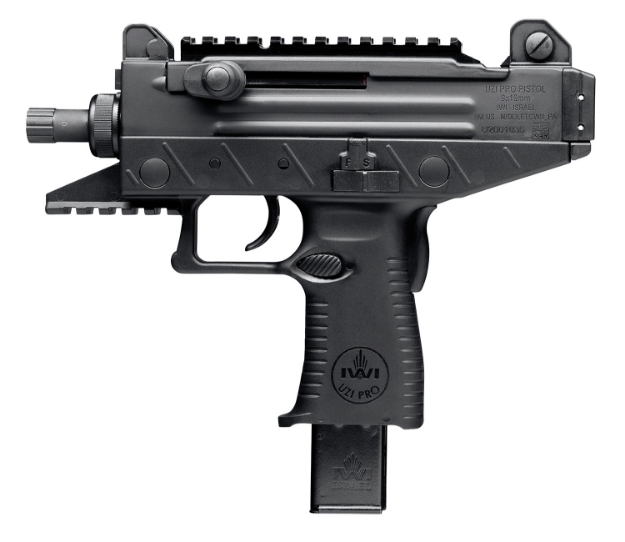 Picture of Iwi Us Uzi Pro 9Mm Luger Caliber With 4.50" Threaded Barrel, 25+1 Capacity, Black Metal Finish, Black Polymer Grip Right Hand 