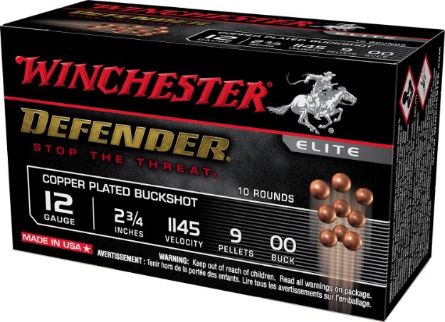 Picture of Winchester Ammo Defender 12 Gauge 2.75" 9 Pellets 1145 Fps Copper-Plated 00 Buck Shot 10 Bx/10 Cs 