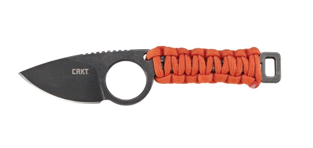 Picture of Crkt Tailbone 2.13" Fixed Plain Black Stonewashed 8Cr13mov Ss Blade/4.19" Orange Paracord Wrapped Carbon Steel Handle Includes Sheath 