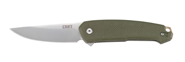 Picture of Crkt Tueto 3.28" Folding Drop Point Plain Satin 4116 Stainless Steel Blade/Od Green G10 Handle Includes Pocket Clip 