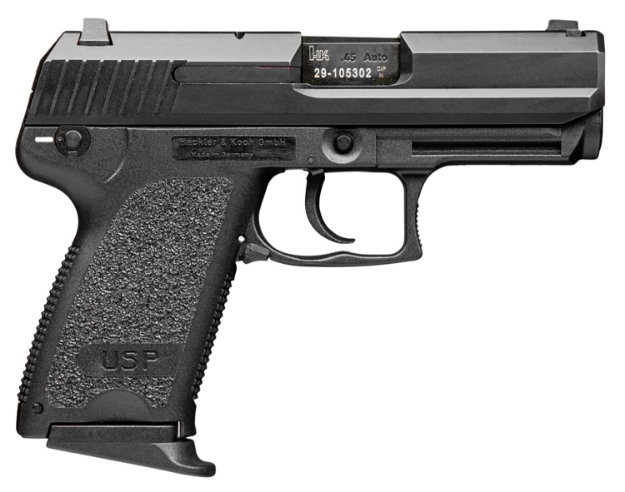 Picture of Hk Usp Compact V7 Lem Dao 45 Acp Caliber With 3.78" Barrel, 8+1 Capacity, Overall Black Finish, Serrated Trigger Guard Frame, Serrated Steel Slide, Polymer Grip & Night Sights Includes 3 Mags