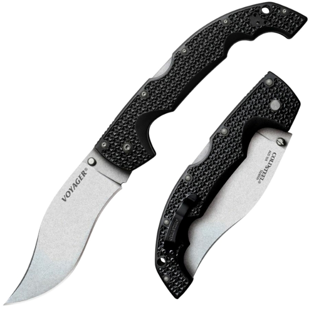 Picture of Cold Steel Voyager Xl Vaquero 5.50" Folding Plain Japanese Aus-10A Ss Blade/Black Griv-Ex W/Aluminum Liners Handle Includes Pocket Clip 