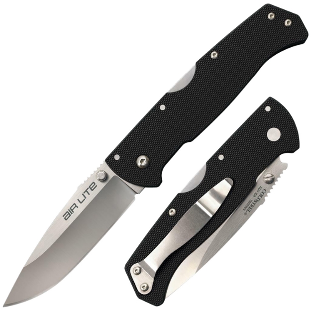 Picture of Cold Steel Air Lite 3.50" Folding Drop Point Plain Aus-10A Ss Blade/Black G10 Handle Includes Pocket Clip 