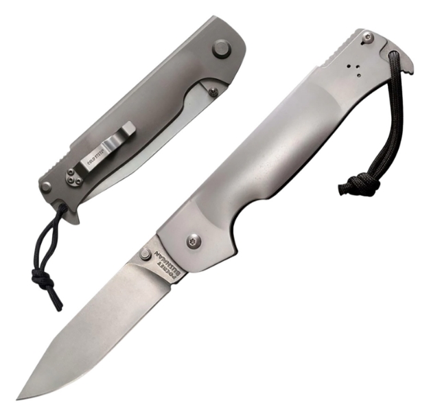 Picture of Cold Steel Bushman Pocket 4.50" Folding Clip Point Plain Stone Washed 4116 Stainless Steel Blade/Stone Washed 420 Stainless Steel Handle Includes Pocket Clip 