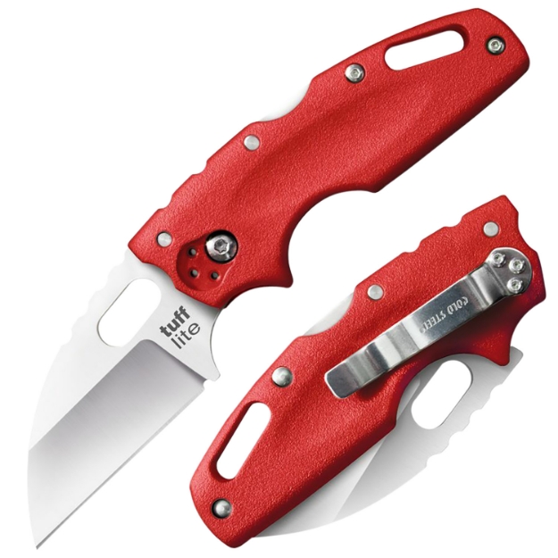 Picture of Cold Steel Tuff Lite 2.50" Folding Clip Point Plain Aus-8A Ss Blade/Red Griv-Ex Handle Includes Pocket Clip 