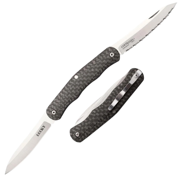 Picture of Cold Steel Lucky 2.63" Folding Plain/Serrated S35vn Ss Blade/Black Carbon Fiber Handle Includes Pocket Clip 