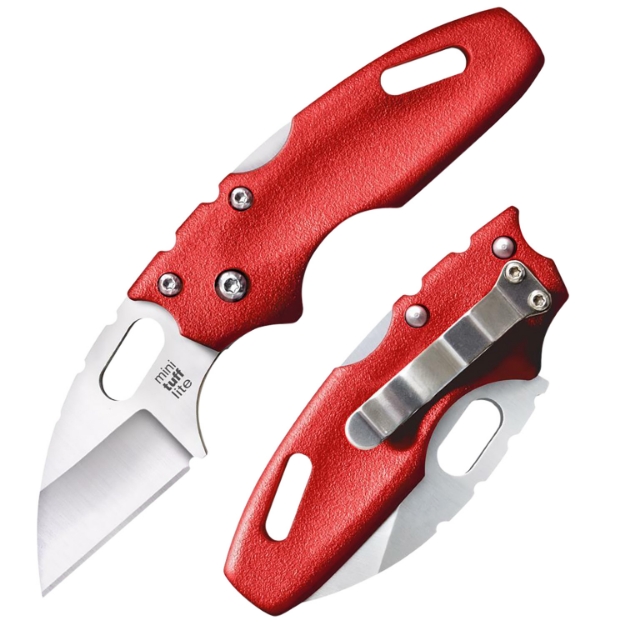 Picture of Cold Steel Tuff Lite Mini 2" Folding Sheepsfoot Plain 4034 Stainless Steel Blade/ Red Griv-Ex Handle Includes Pocket Clip 