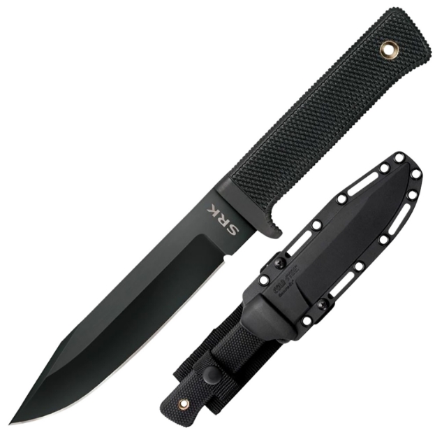 Picture of Cold Steel Srk 6" Fixed Clip Point Plain Black Tuff-Ex Finish Sk-5 Steel Blade/Black Kray-Ex Handle Includes Sheath 