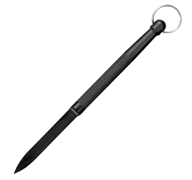 Picture of Cold Steel Delta Dart 3.38" Fixed Plain Black Knurled W/Lanyard Ring Zy-Ex Handle 