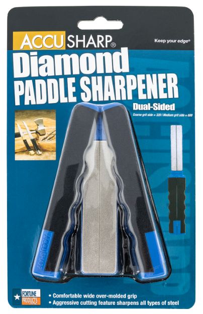 Picture of Accusharp Paddle Sharpener Folding Diamond Sharpener Black/Blue Overmolded Rubber Handle 