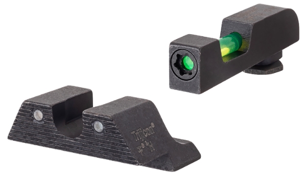 Picture of Trijicon Di Night Sight Set- Glock Large Frame Black | Green Tritium/Fiber Optic Front Sight Black Outline Front Sight Green Tritium Black Outline Rear Sight 