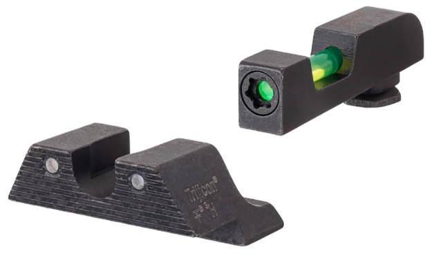 Picture of Trijicon Di Night Sight Set- Glock Small Frame Black | Green Tritium/Fiber Optic Front Sight Black Outline Front Sight Green Tritium Black Outline Rear Sight 