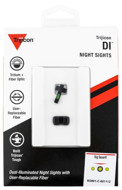 Picture of Trijicon Di Night Sight Set- Sig Sauer #8 Front/ # 8 Rear Black | Green Tritium/Fiber Optic Front Sight Black Outline Front Sight Green Tritium Black Outline Rear Sight 