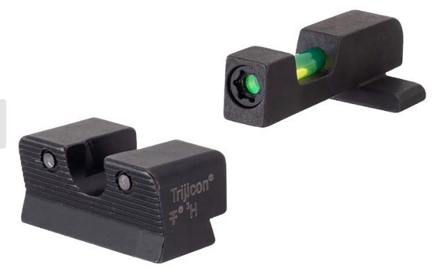 Picture of Trijicon Di Night Sight Set- Sig Sauer #6 Front/ #8 Rear Black | Green Tritium/Fiber Optic Front Sight Black Outline Front Sight Green Tritium Black Outline Rear Sight 