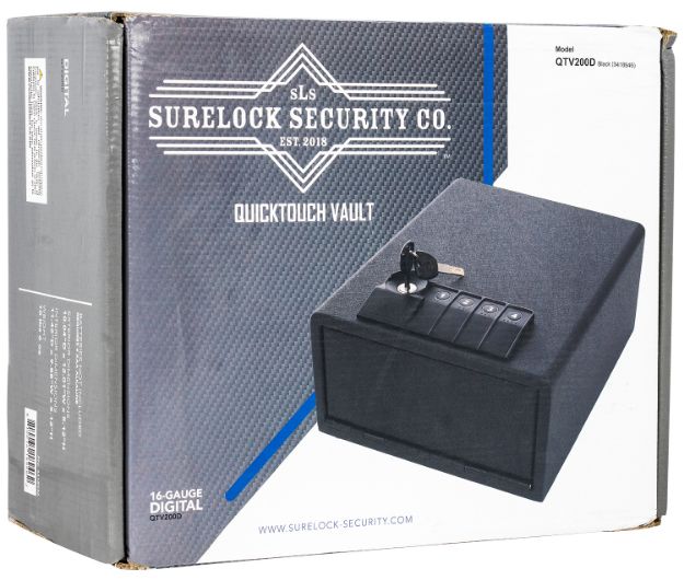 Picture of Surelock Security Quicktouch 200 Digital Keypad/Key Entry Matte Black Steel Holds 1 Handgun 5.12"H X 9.88"W X 11.42"D 