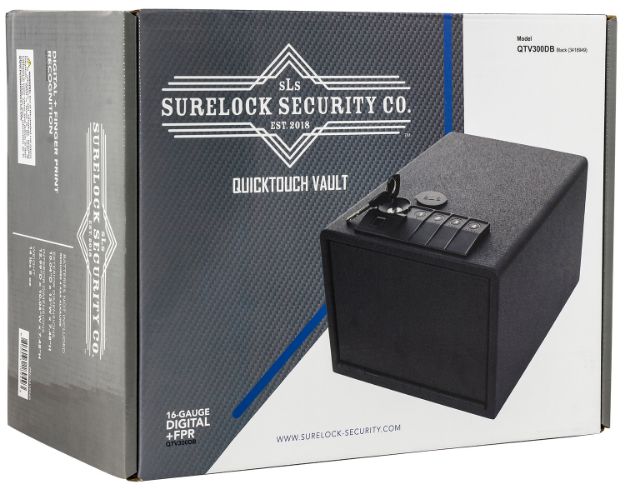 Picture of Surelock Security Quicktouch 300 Digital Keypad/Biometric/Key Entry Matte Black Steel Holds 2 Handguns 7.48" H X 13" W X 10.04" D 