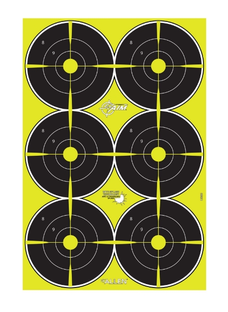 Picture of Ez-Aim Splash Reactive Target Bullseye Paper Hanging 12.50" W X 18.25" H Black/Yellow 8 Per Pkg 